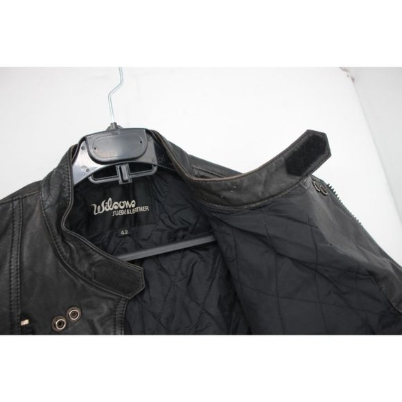Vintage wilsons Mens 42 distressed leather jacket biker cafe racer asymmetrical - Picture 9 of 16